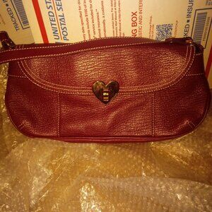 Lovecat Paris Red Velvet Leather Handbag Purse